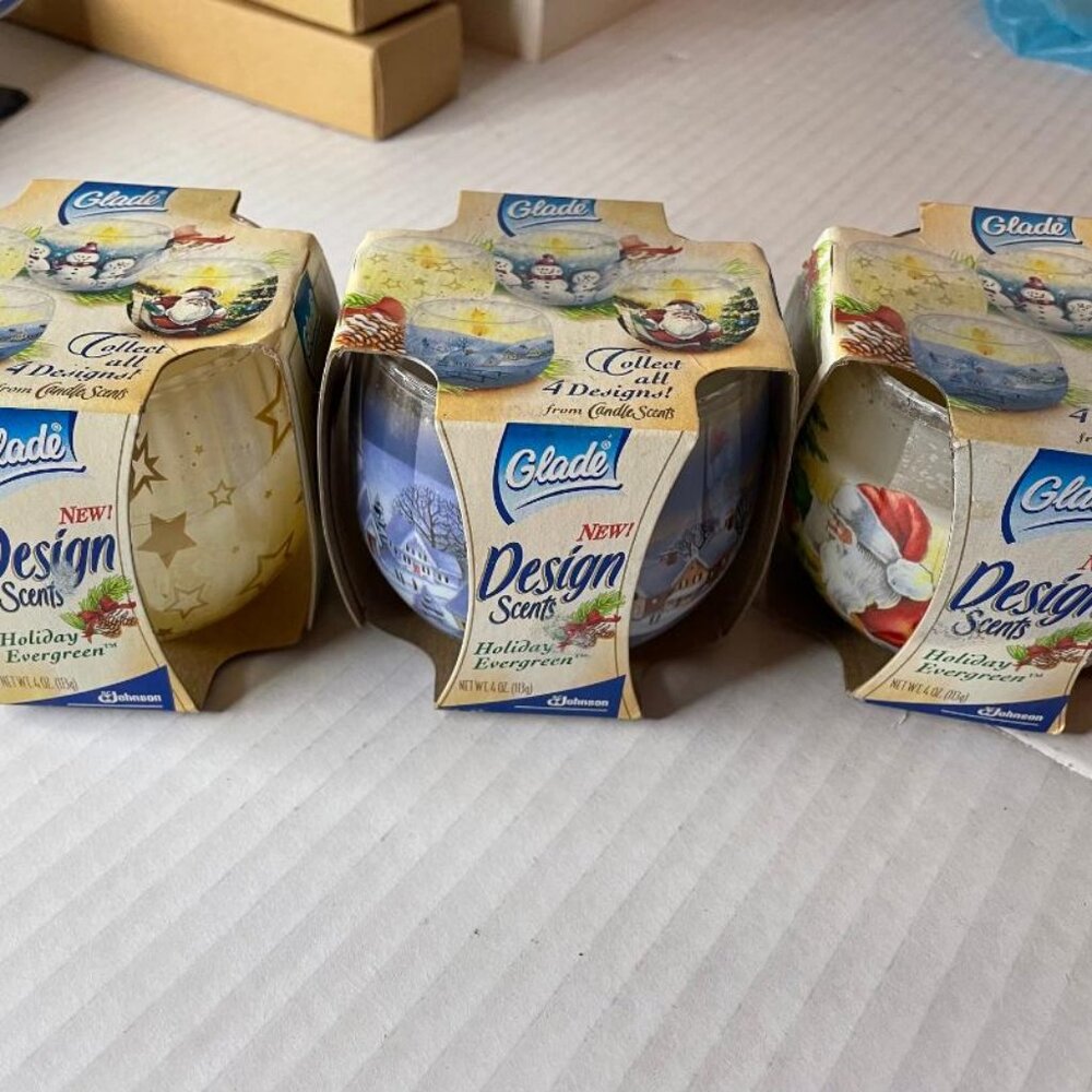 Glade Candle Scents 3 - Holiday Evergreen Christmas Scenes 4oz Each Retired NEW